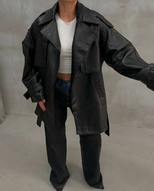 Veste cuir oversize